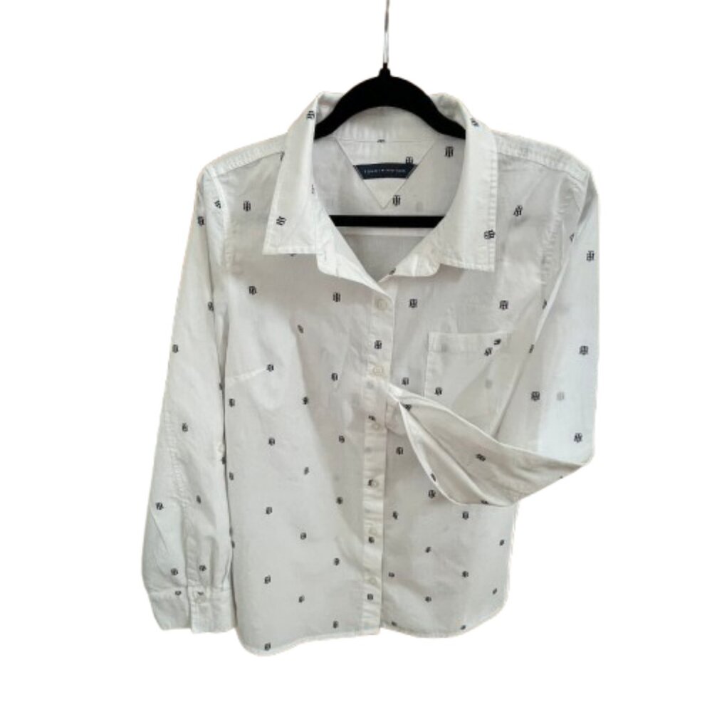 TOMMY HILFIGER 100% COTTON, PREPPY SHIRT, button down, long sleeves, w. size M.